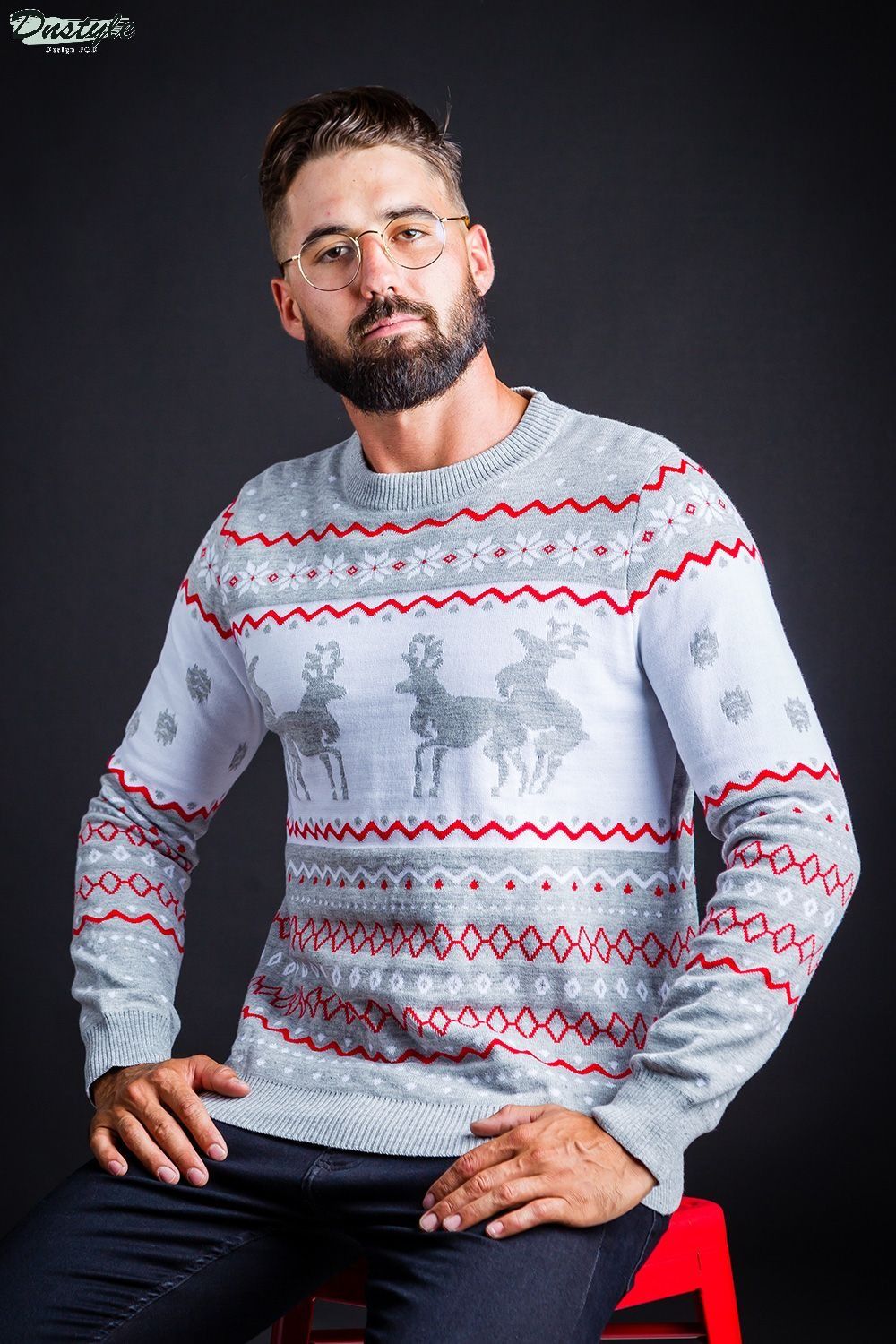 Grey Humping Reindeer Ugly Christmas Sweater