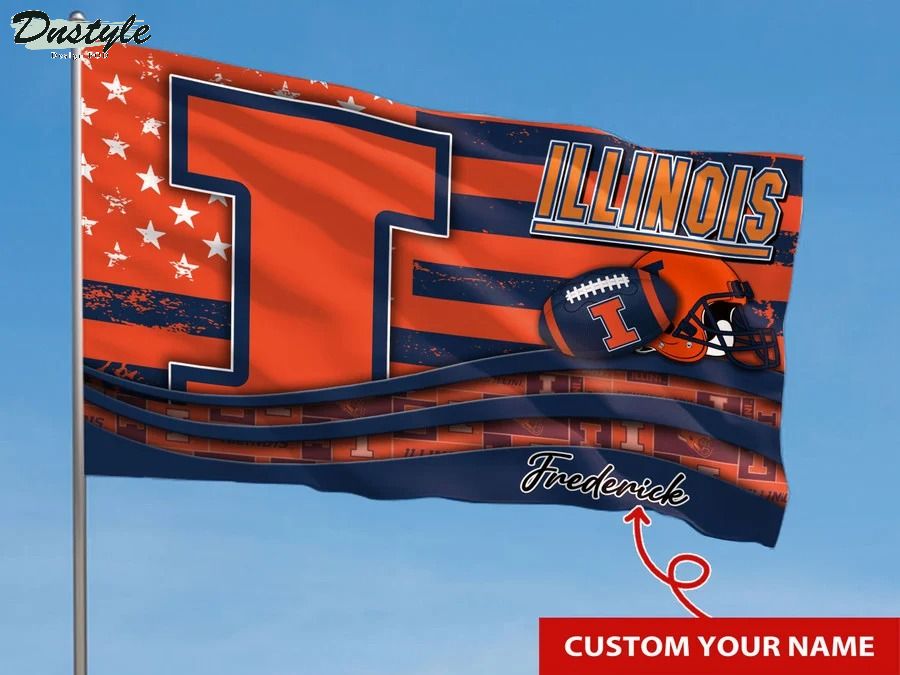 Illinois fighting illini NCAA custom name flag