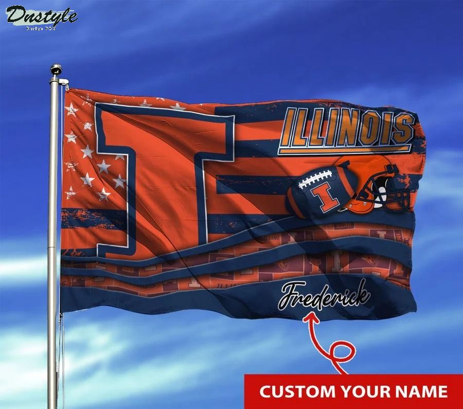 Illinois fighting illini NCAA custom name flag