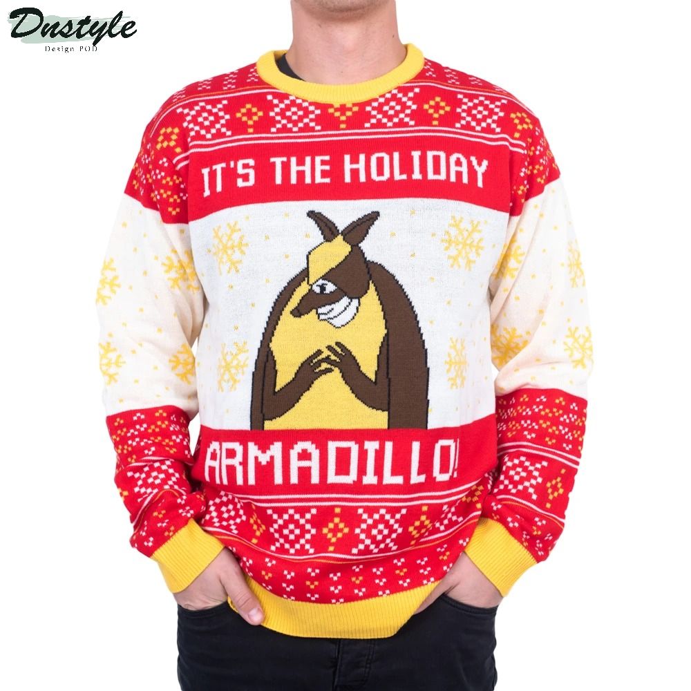 It's the holiday armadillo ugly christmas sweater