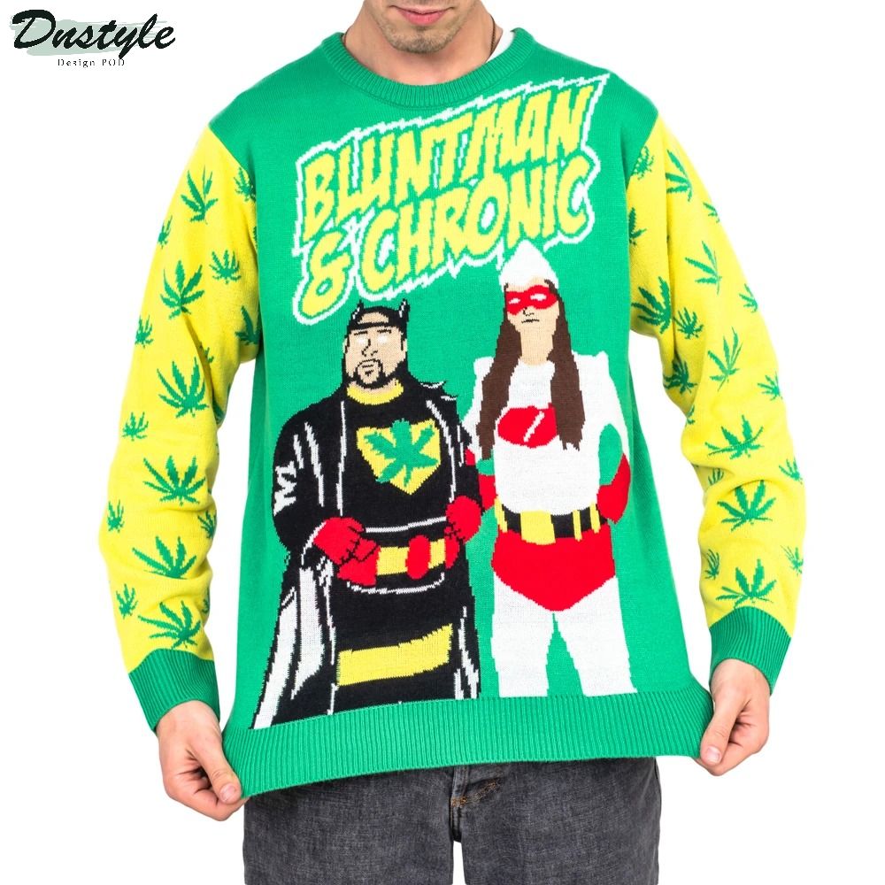 Jay and Silent Bob Bluntman and Chronic ugly christmas sweater