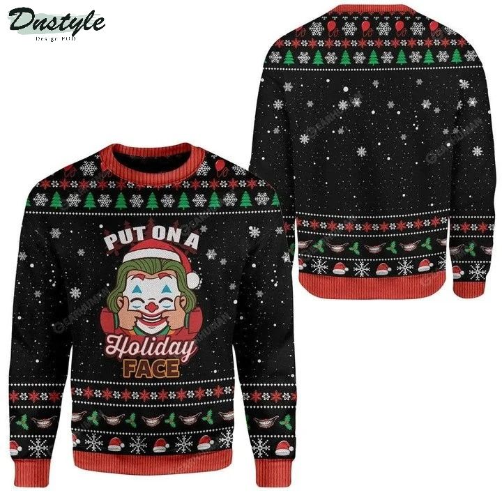 Joker Put On A Holiday Face Ugly Christmas Sweater 1