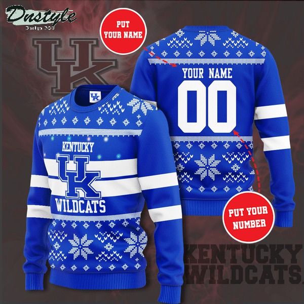 Kentucky Wildcats NCAA custom name and number ugly christmas sweater