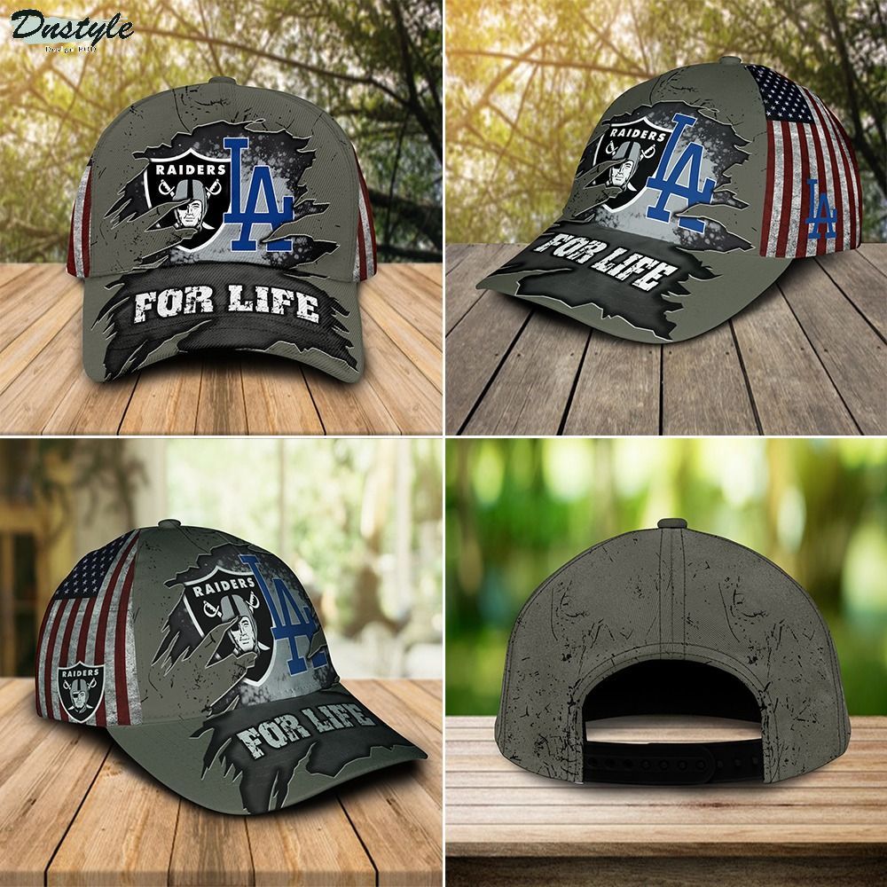 Las Vegas Raiders And Los Angeles Dodgers For Life Cap Hat