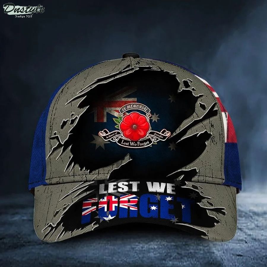 Lest We Forget Poppy Australian Flag Hat Cap