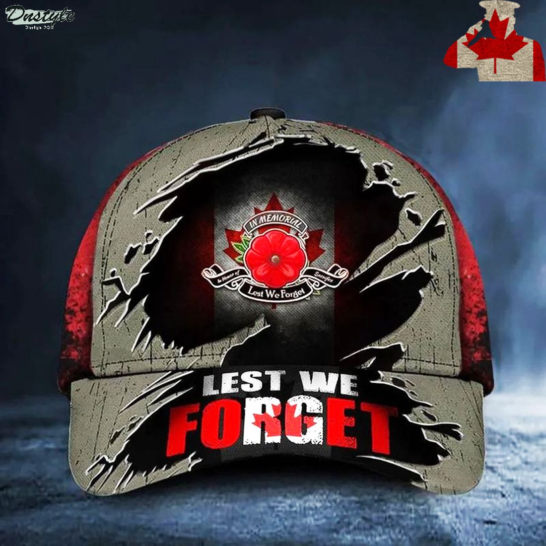 Lest We Forget Poppy Canada Flag Remembrance Day Hat Cap