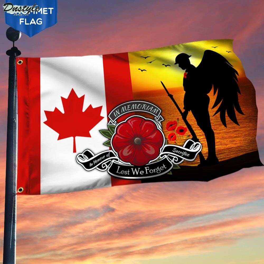 Lest We Forget Remembrance Canadian Grommet Flag In Honour Of Sacrifice