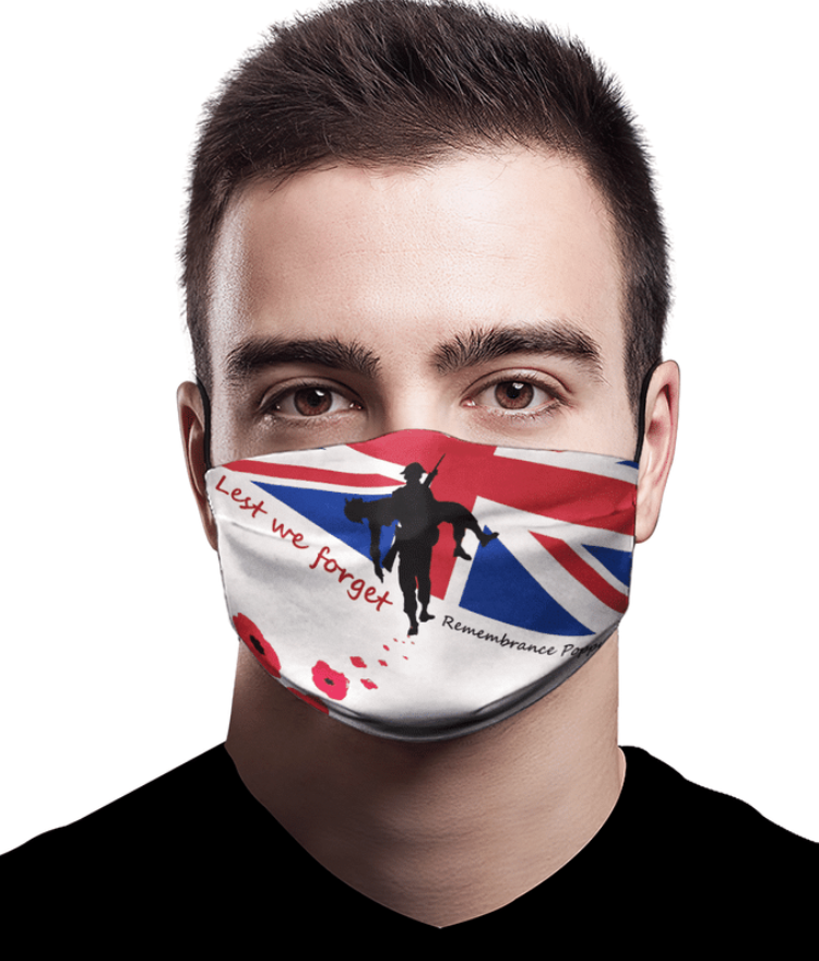Lest we forget remembrance poppy face mask