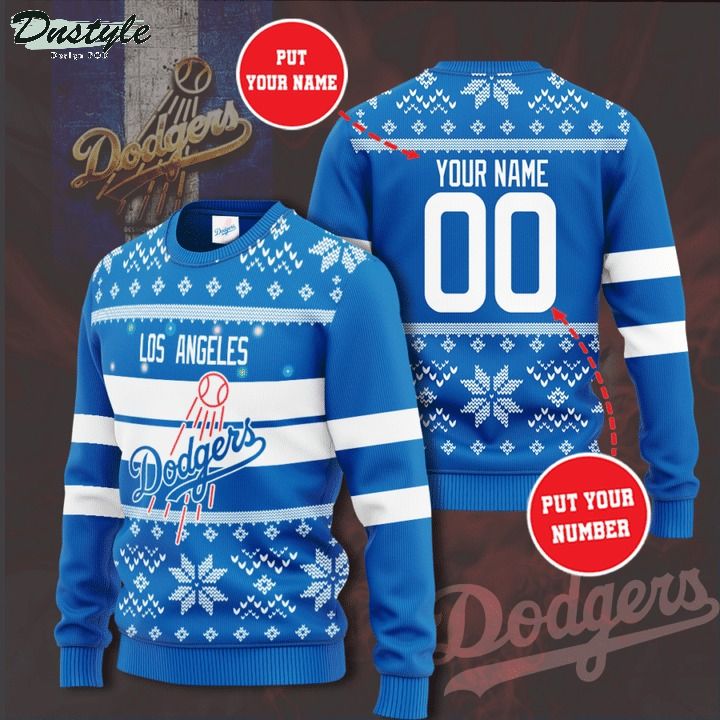Los Angeles Dodgers MLB custom name and number ugly christmas sweater
