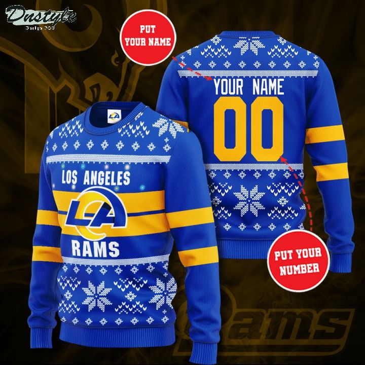 Los Angeles Rams NFL custom name and number ugly christmas sweater