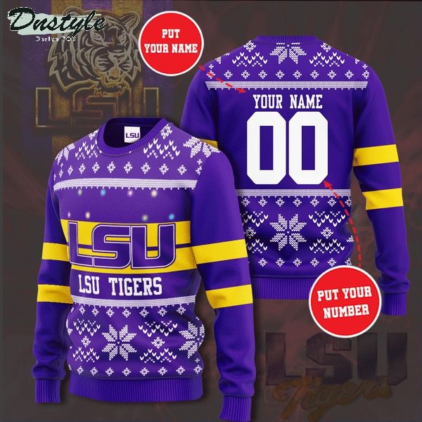 Lsu Tigers NCAA custom name and number ugly christmas sweater