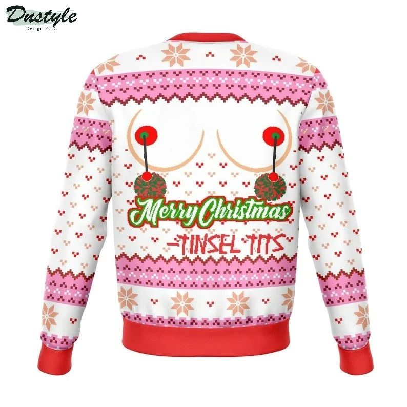 Merry christmas tinsel tits ugly christmas sweater 1