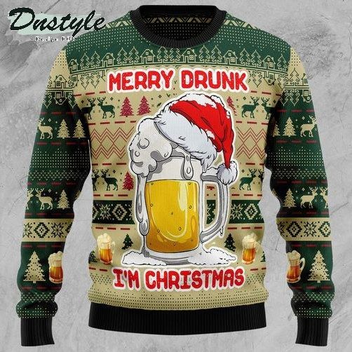 Merry drunk I'm christmas beer ugly sweater