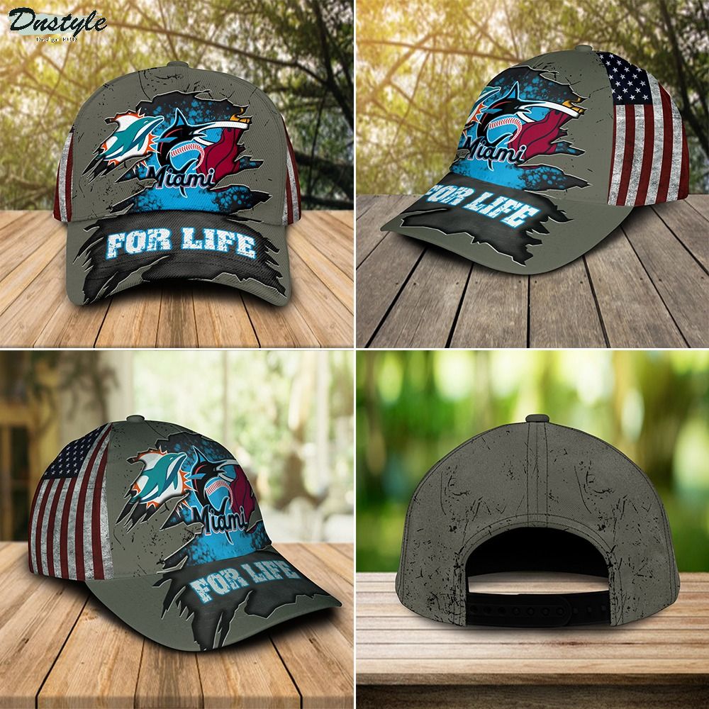 Miami Dolphins Miami Marlins Miami Heat For Life Cap Hat