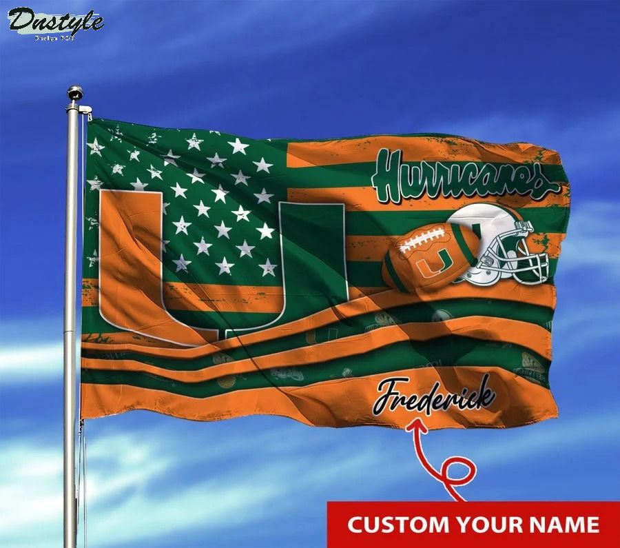 Miami hurricanes NCAA custom name flag