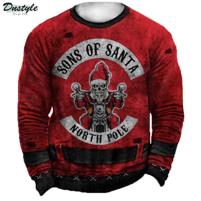 Motorcycle sons of santa north pole ugly christmas sweater