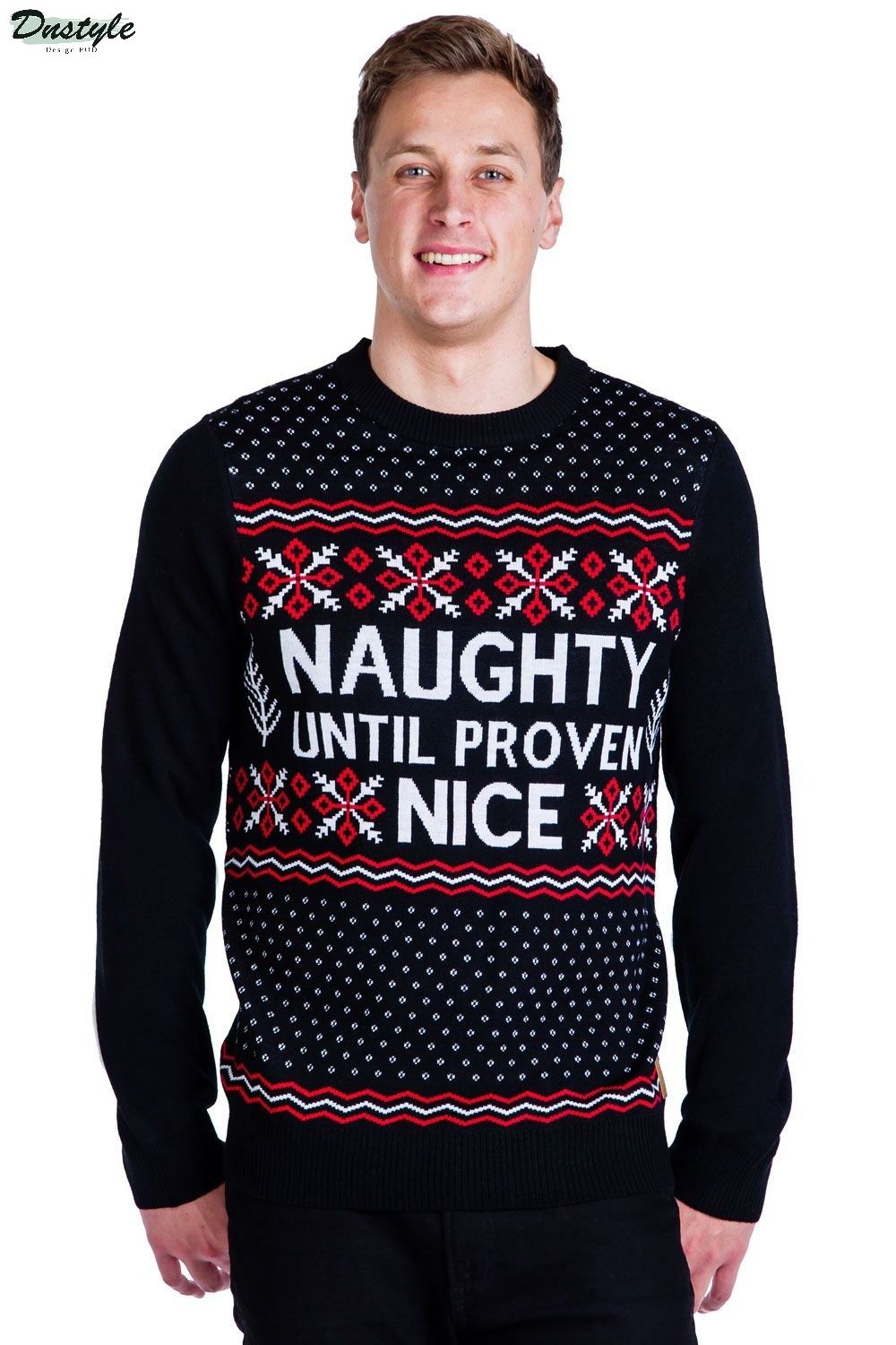 Naughty until proven nice ugly christmas sweater 1