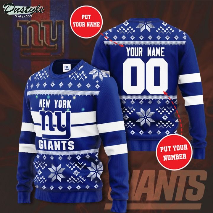 New York Giants NFL custom name and number ugly christmas sweater