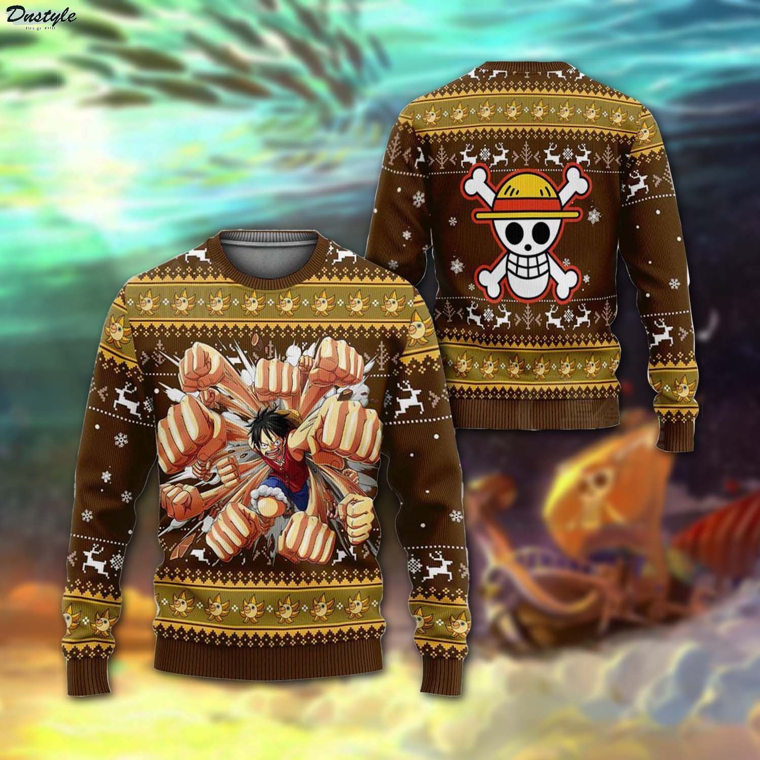 One piece Luffy Gomu Gomu ugly christmas sweater
