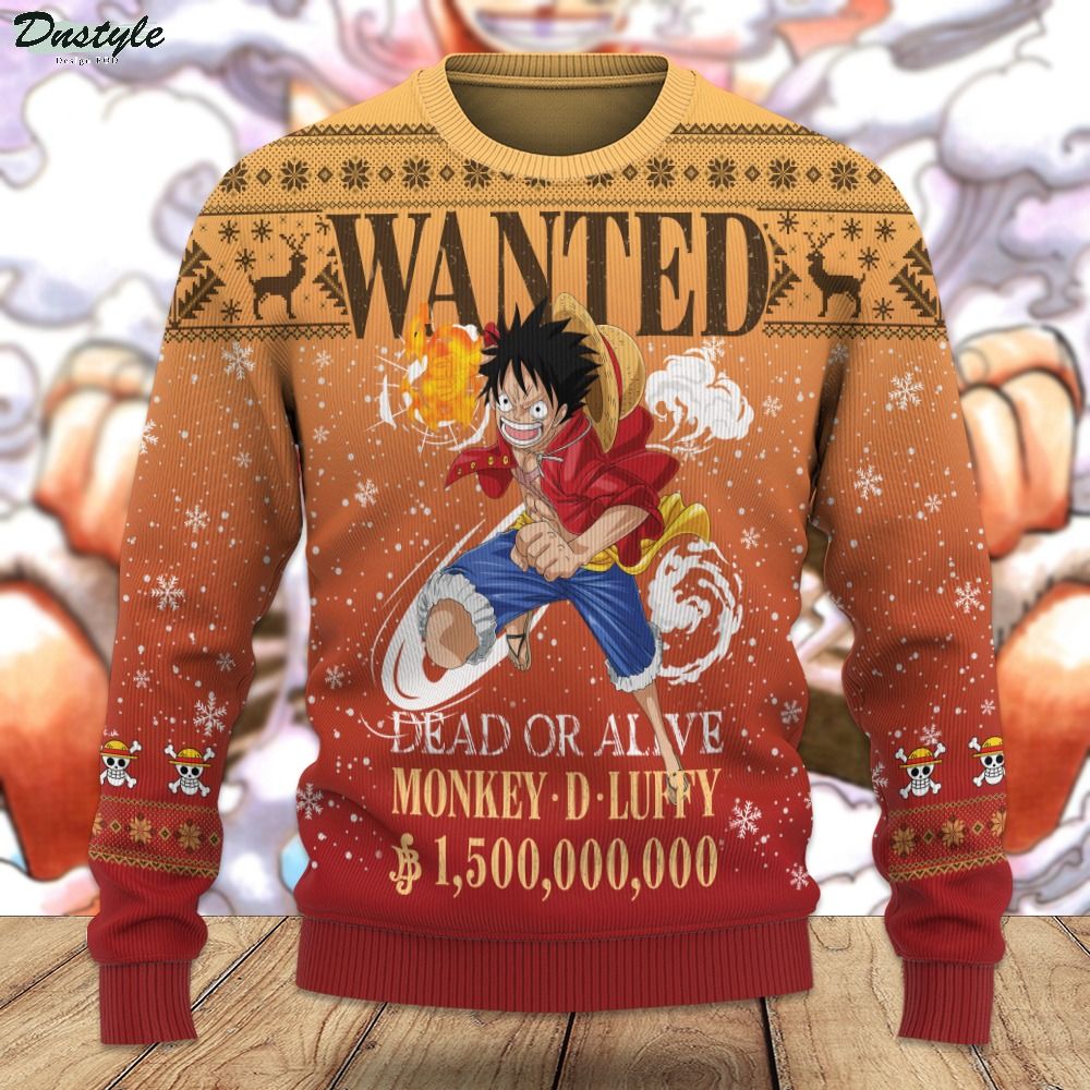 One piece Luffy wanted ugly christmas sweater