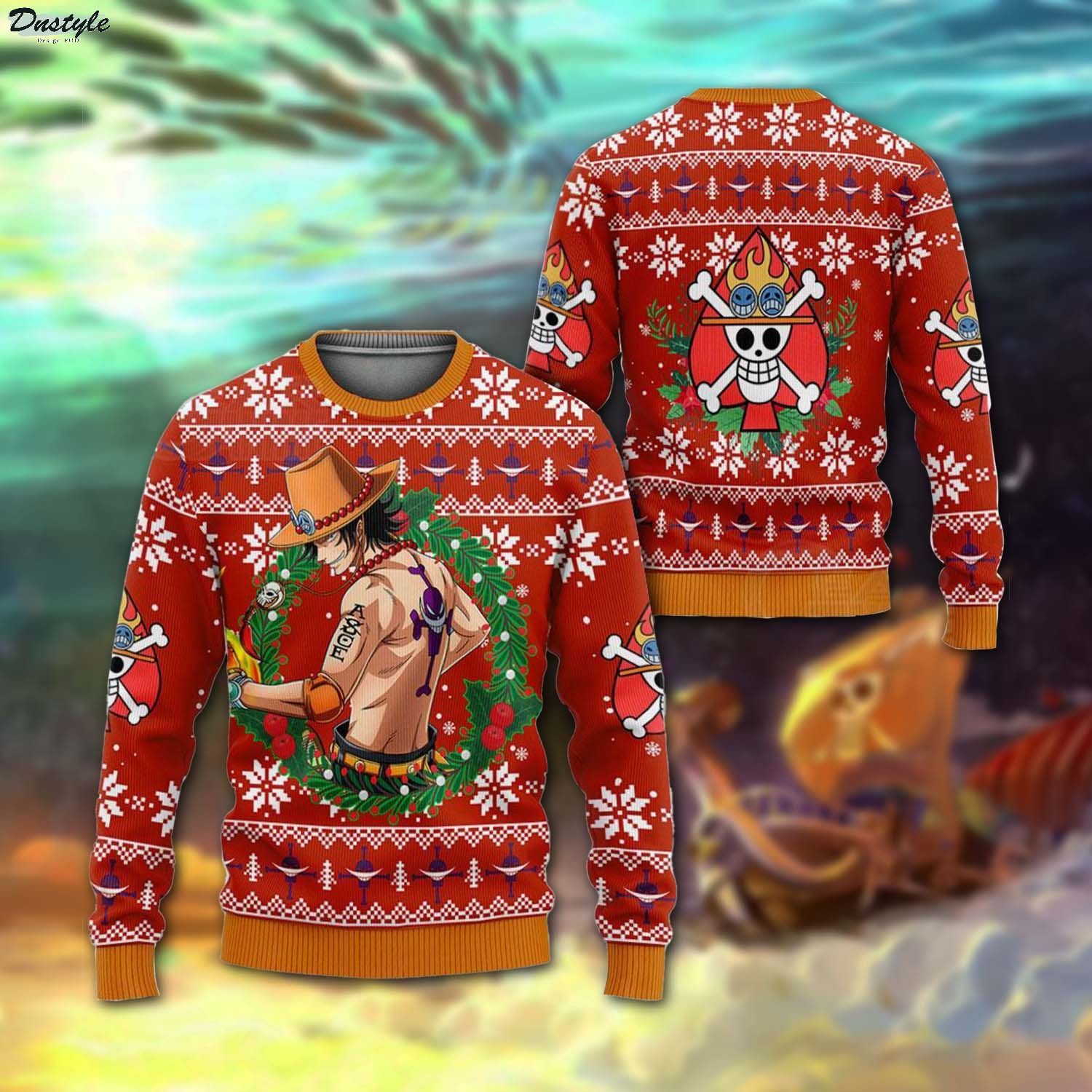One piece Portgas Ace ugly christmas sweater