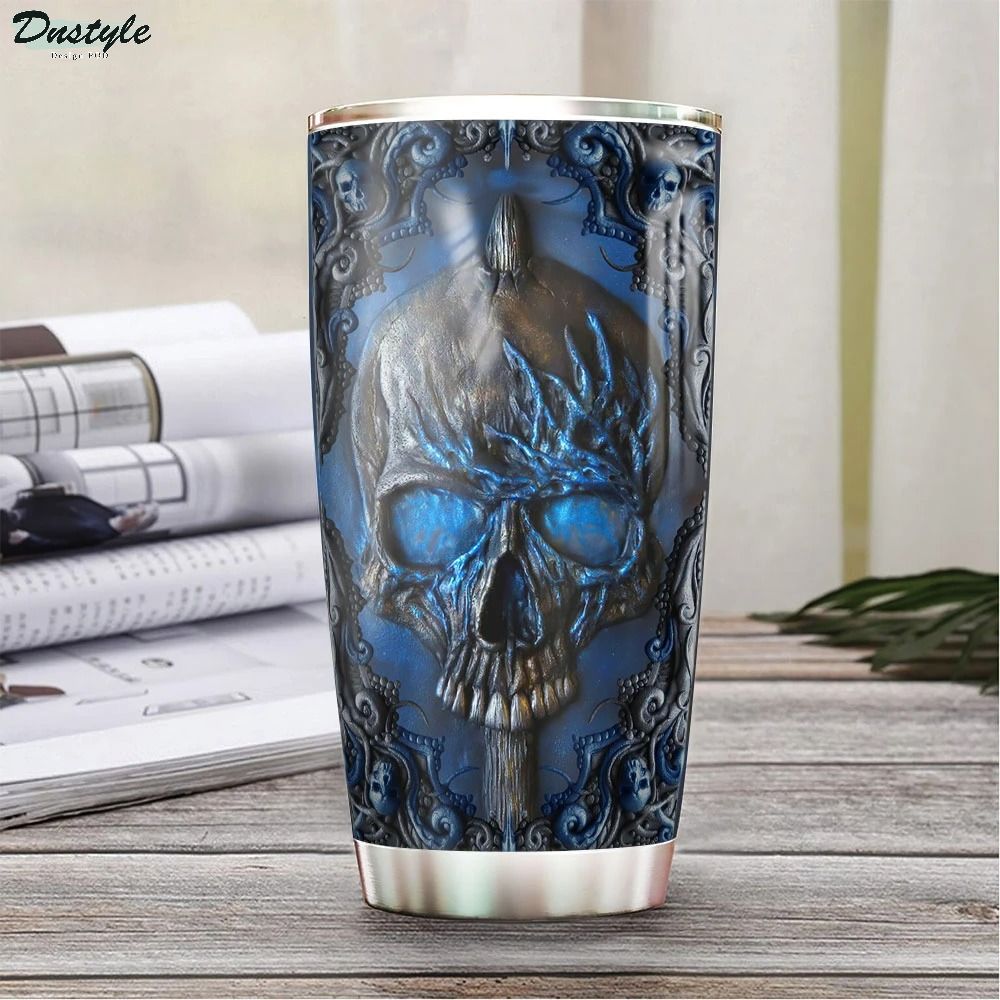 Personalized Blue Skull Woody Style Tumbler 1