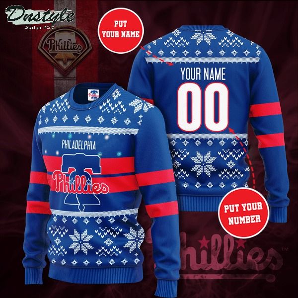 Philadelphia Phillies MLB custom name and number ugly christmas sweater