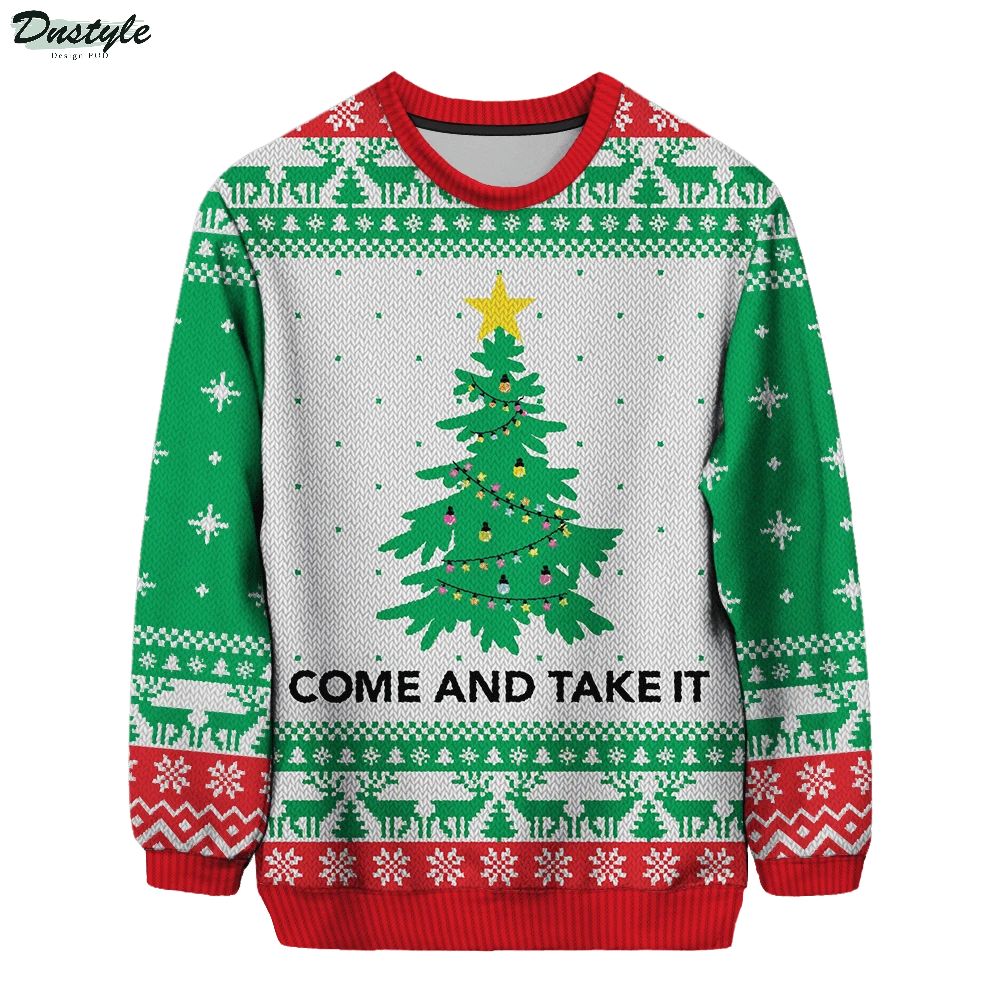 Pine come and take it ugly christmas sweater