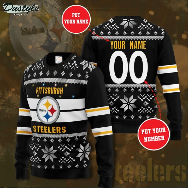 Pittsburgh Steelers NFL custom name and number ugly christmas sweater