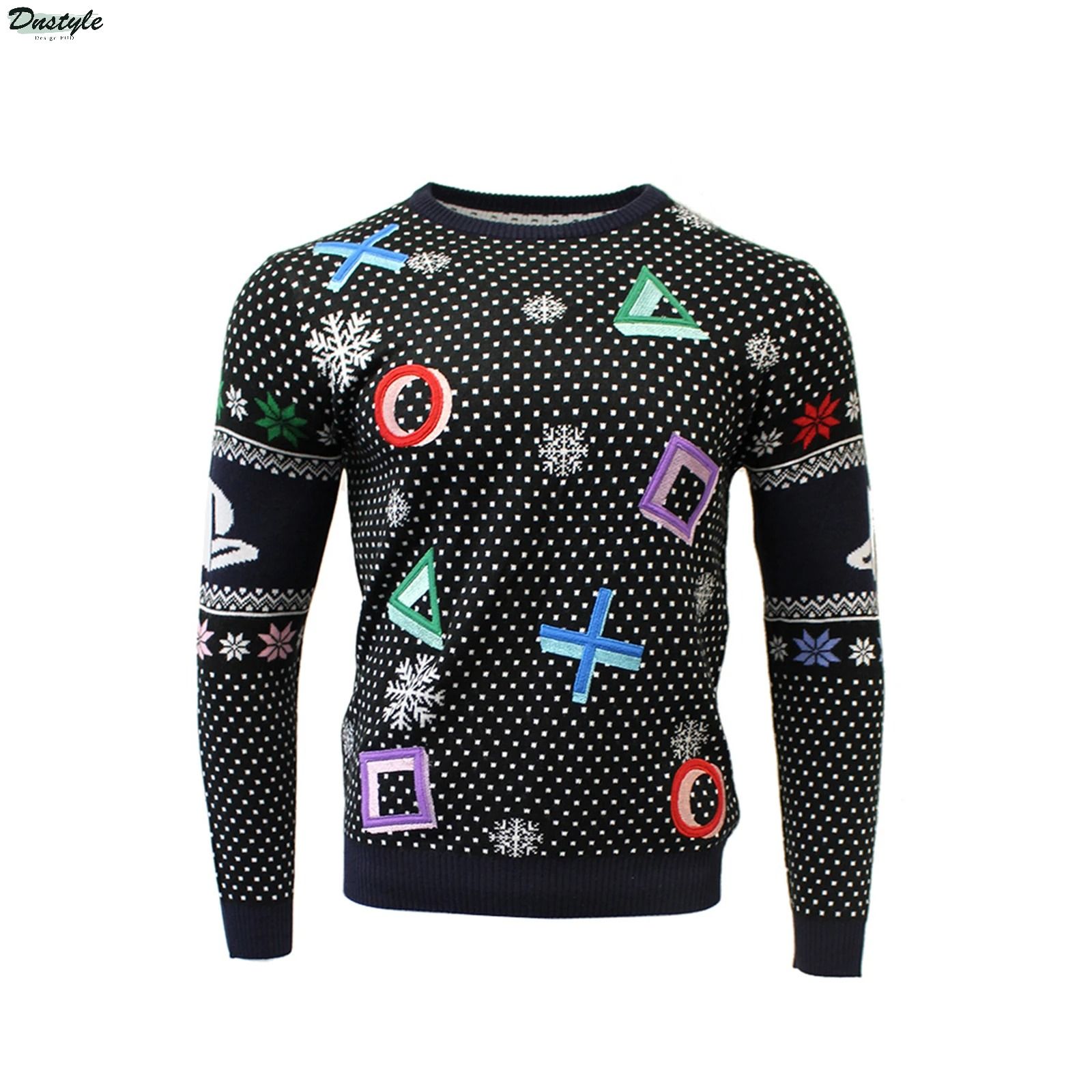 PlayStation Symbols Black Christmas Jumper Ugly Sweater