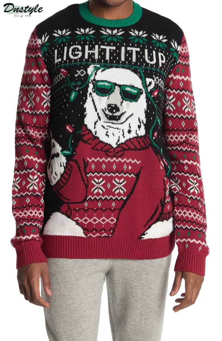 Polar Bear light it up ugly christmas sweater