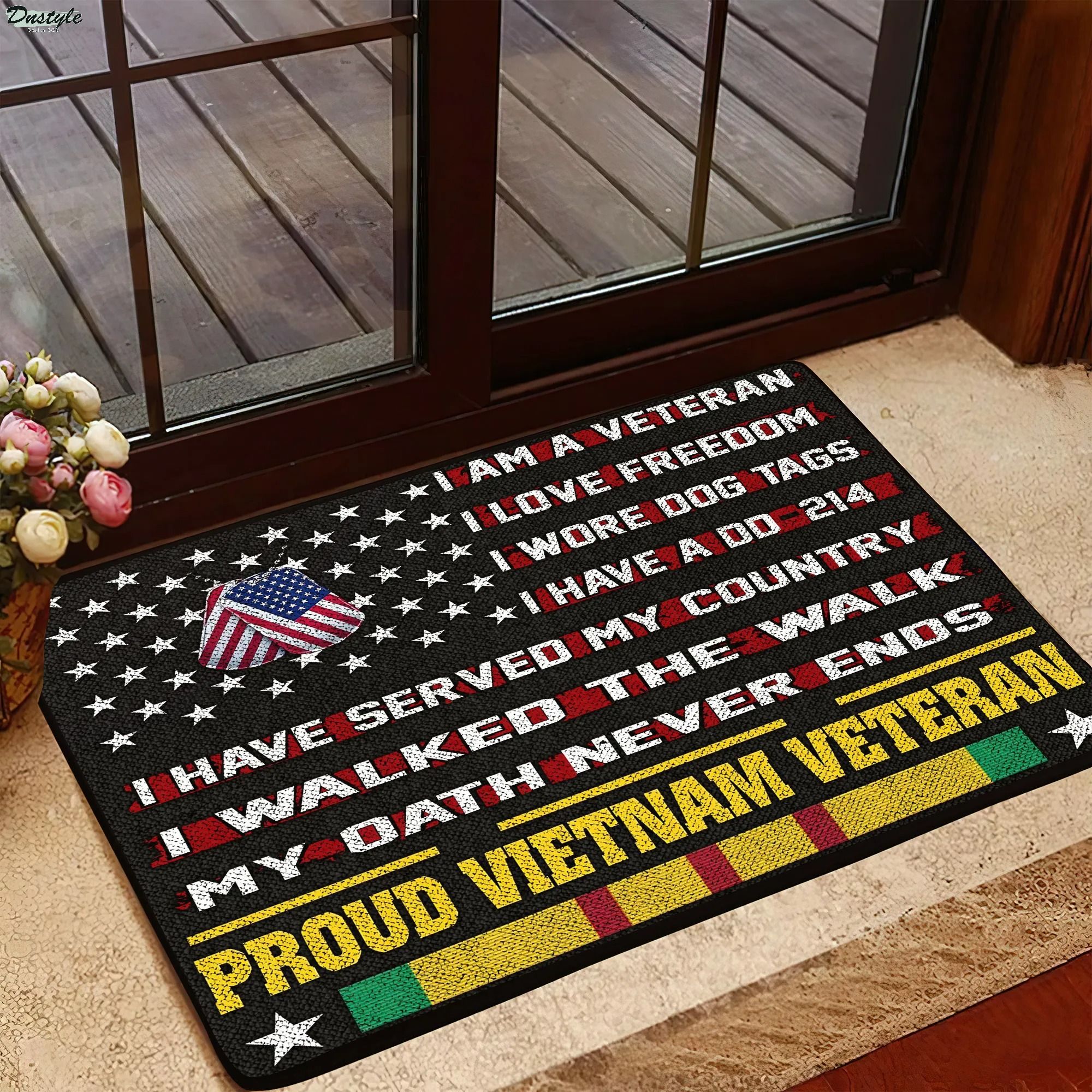 Proud Vietnam veteran I am a veteran I love freedoom doormat 1