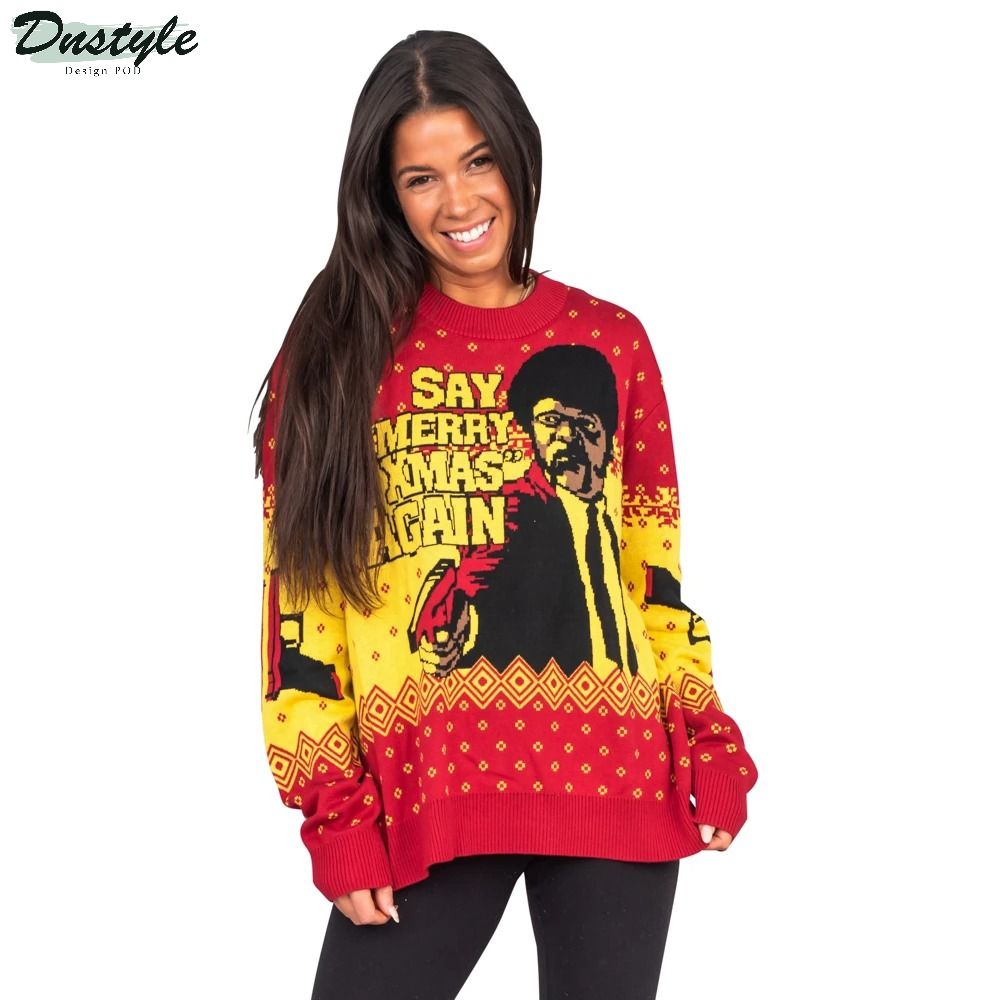 Pulp Fiction Say Merry Xmas Again Ugly Christmas Sweater 1
