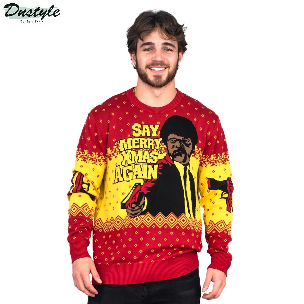 Pulp Fiction Say Merry Xmas Again Ugly Christmas Sweater 2