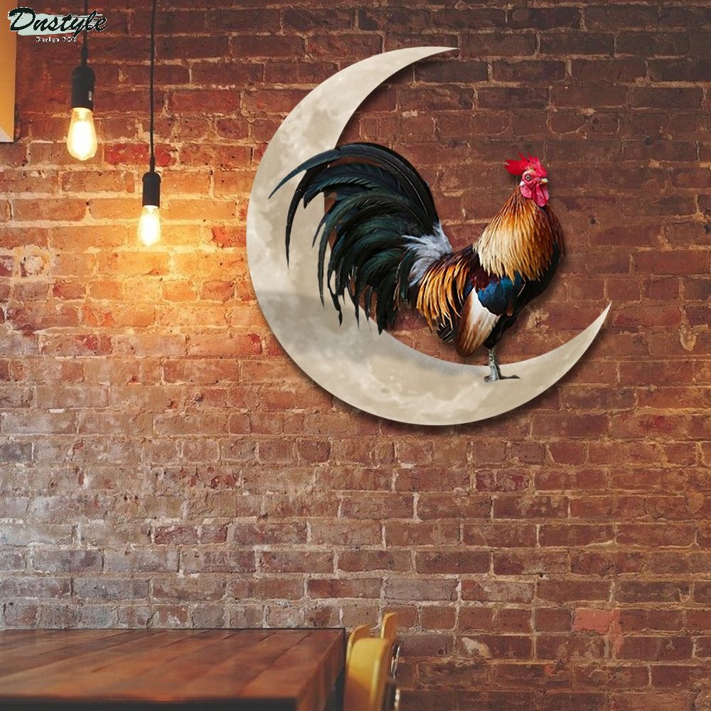 Rooster And Moon Hanging Metal Sign 3