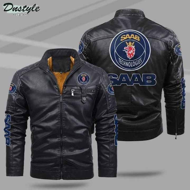 Saab automobile fleece leather jacket