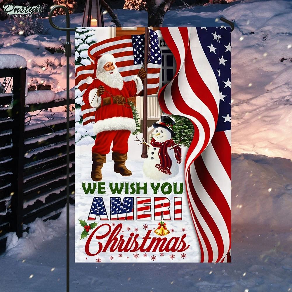 Santa Claus we wish you ameri christmas US flag 3