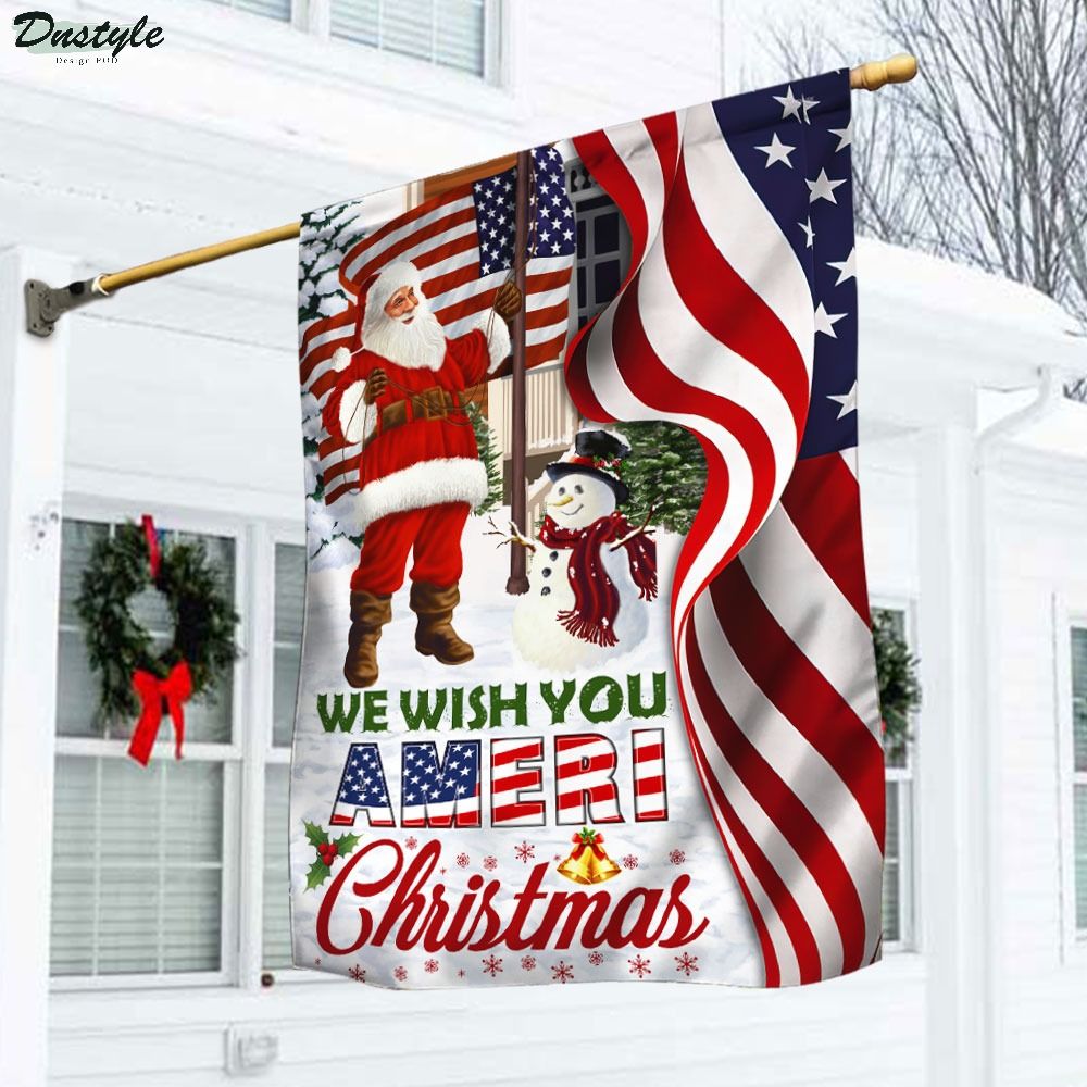 Santa Claus we wish you ameri christmas US flag