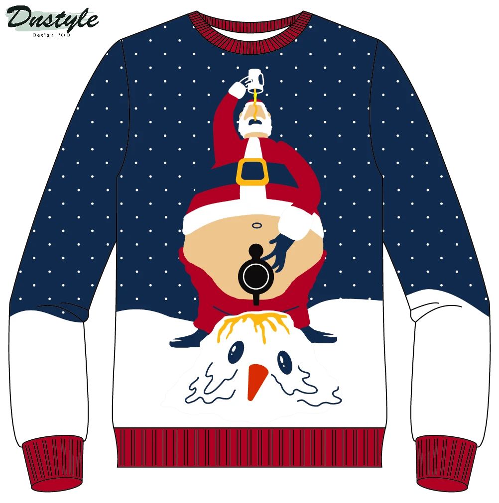 Santa Peeing Beverage Ugly Christmas Sweater