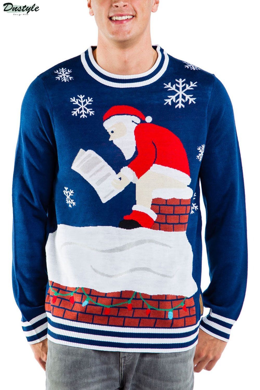 Santa Pooping Down the Chimney ugly christmas sweater