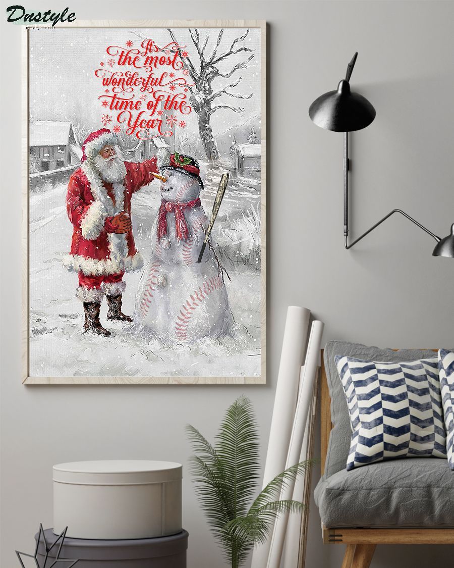 Santa and snowman it's the most wonderful time of the year christmas poster 1