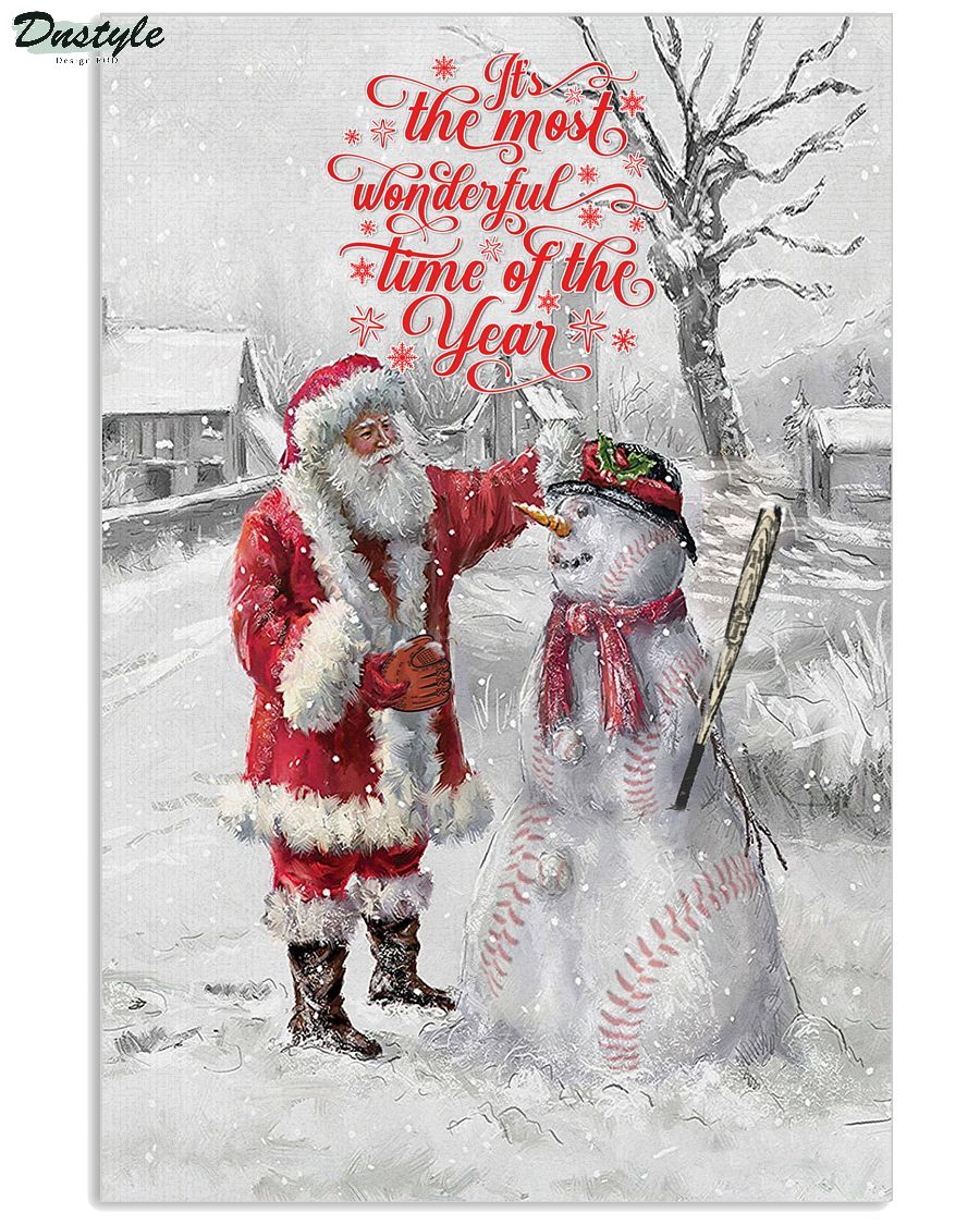 Santa and snowman it's the most wonderful time of the year christmas poster 2