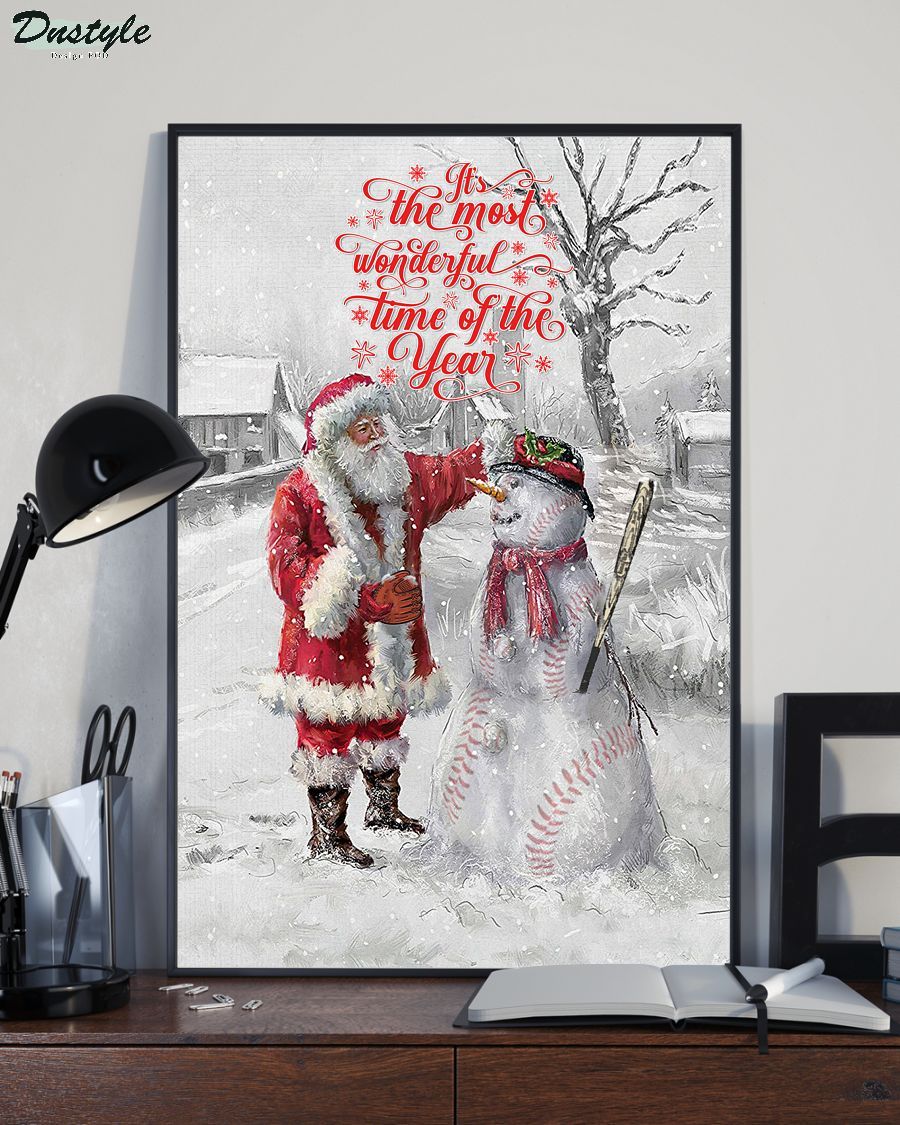 Santa and snowman it's the most wonderful time of the year christmas poster