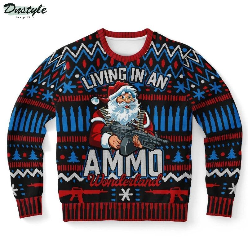 Santa claus living in an ammo wonderland ugly christmas sweater