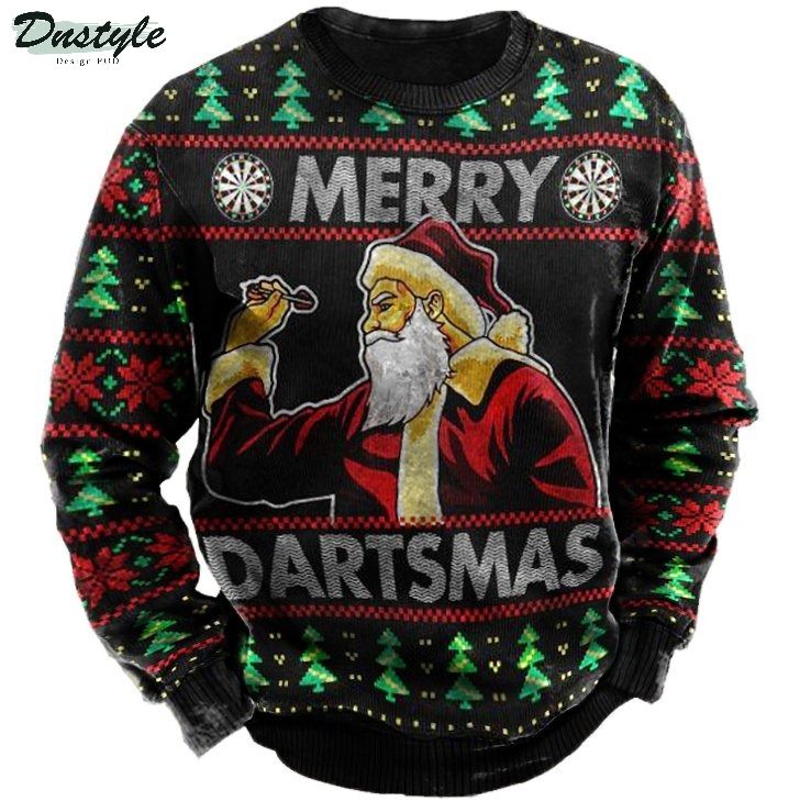 Santa claus merry dartsmas ugly christmas sweater 1