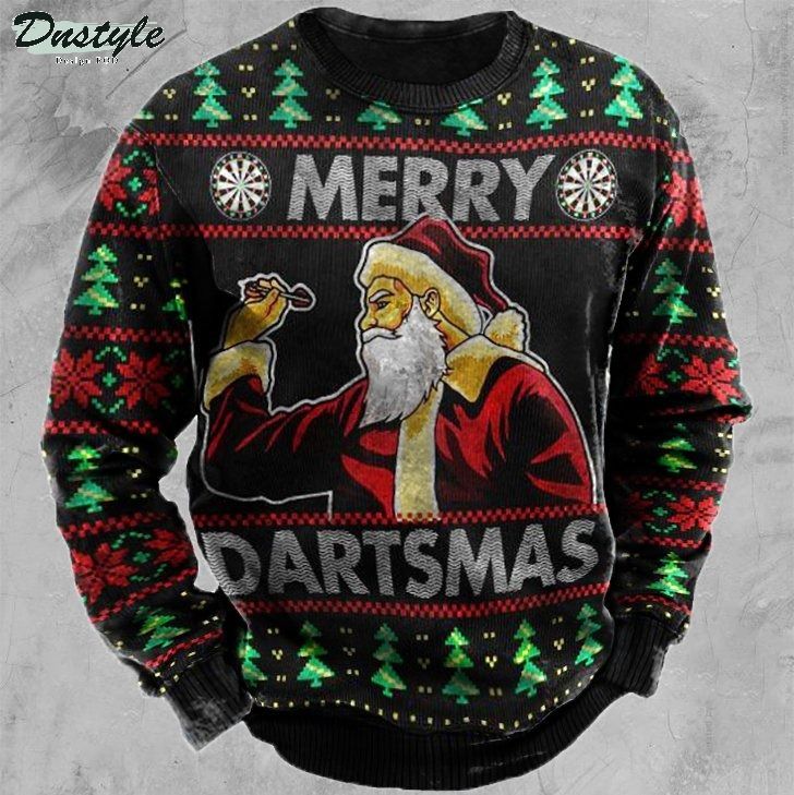 Santa claus merry dartsmas ugly christmas sweater