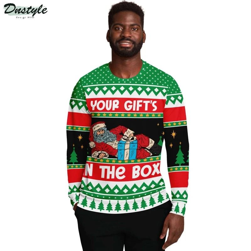 Santa claus your gift's in the box ugly christmas sweater 2