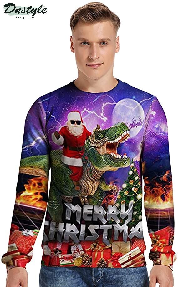 Santa dinosaur merry christmas ugly christmas sweater