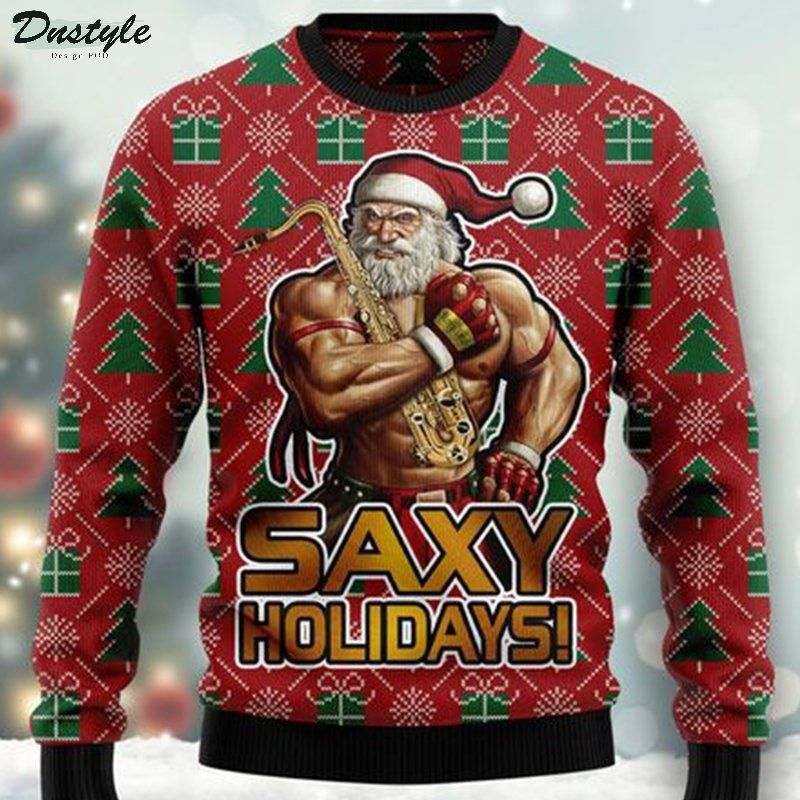 Saxy holidays santa claus christmas ugly sweater 1