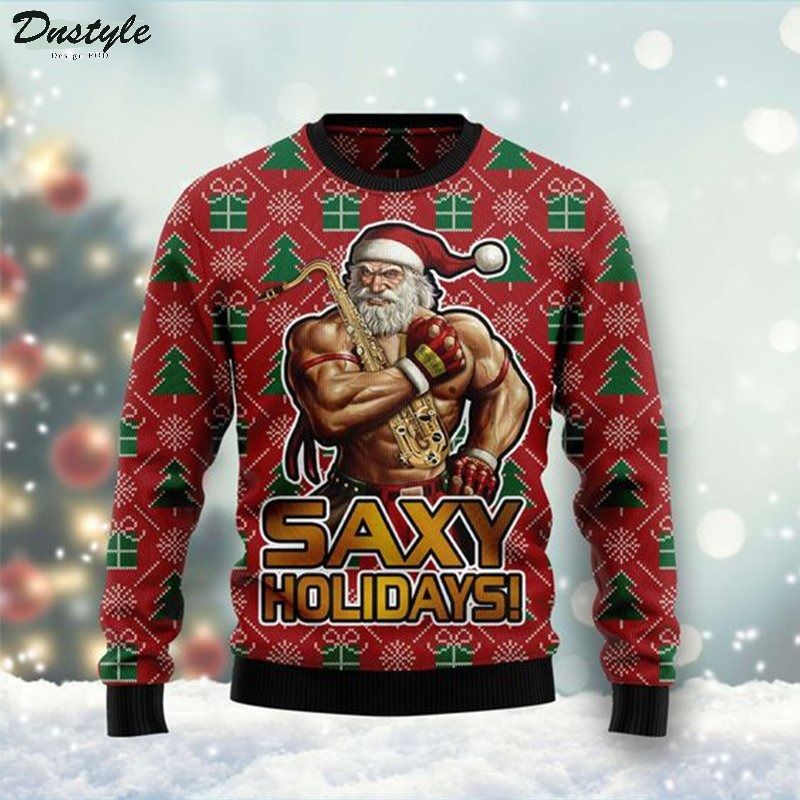 Saxy holidays santa claus christmas ugly sweater